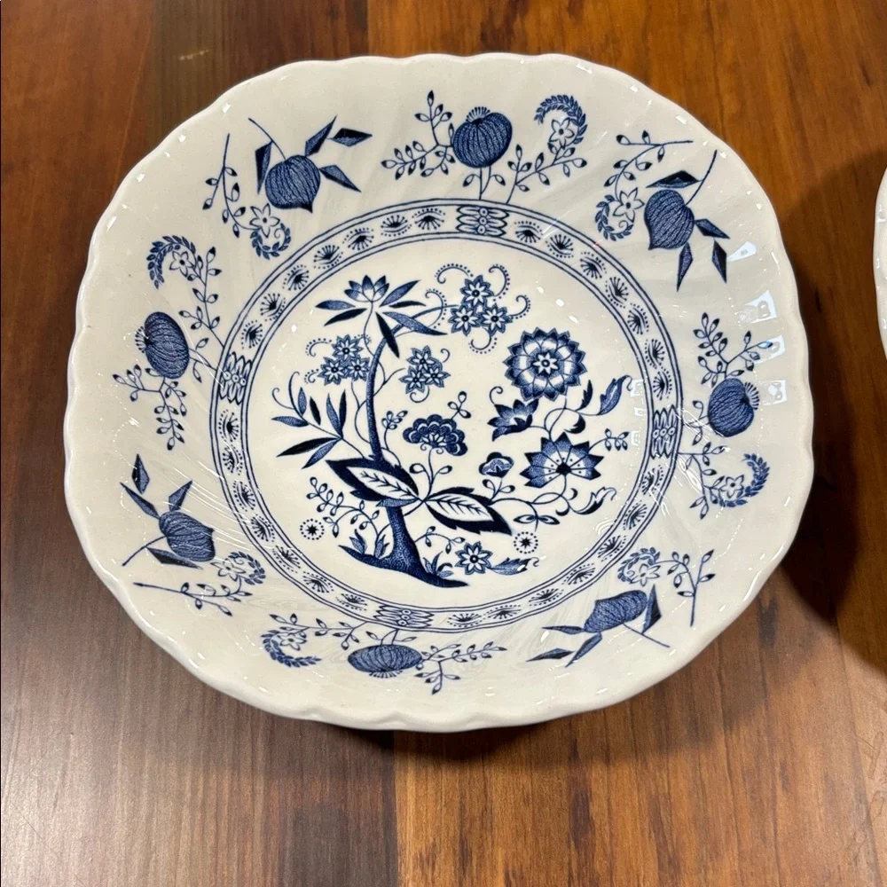 Set of 2 Vintage Blue Nordic Blue Onion Johnson Brothers Soup Bowls